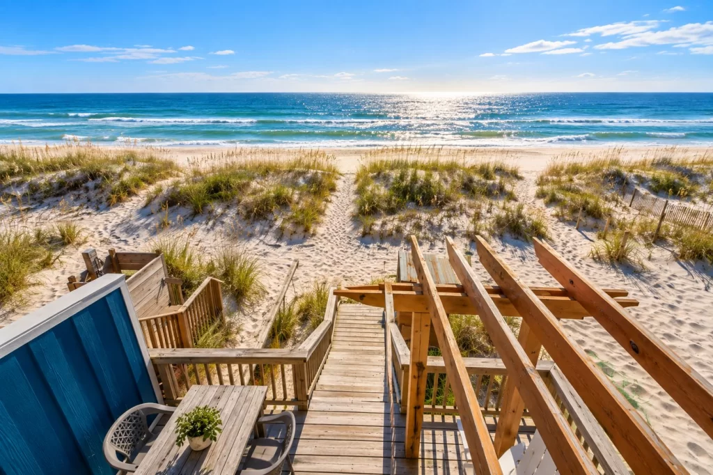 Beach and shoreline from the upper deck, SouthWind West