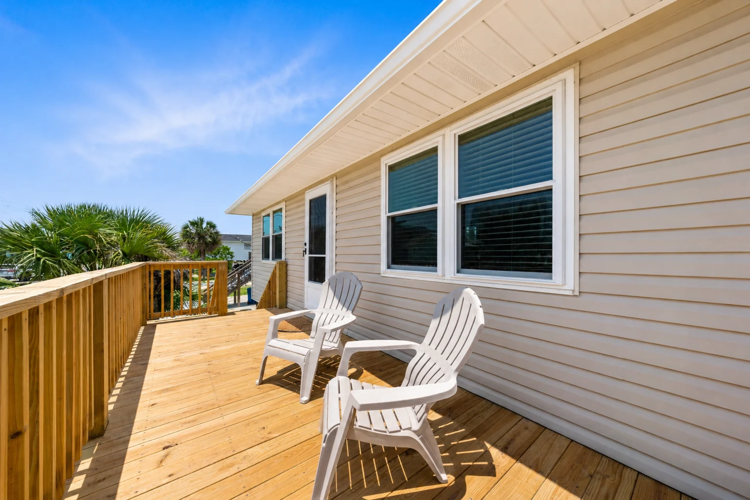 Front deck along the side of the cottage, Beach Cottage