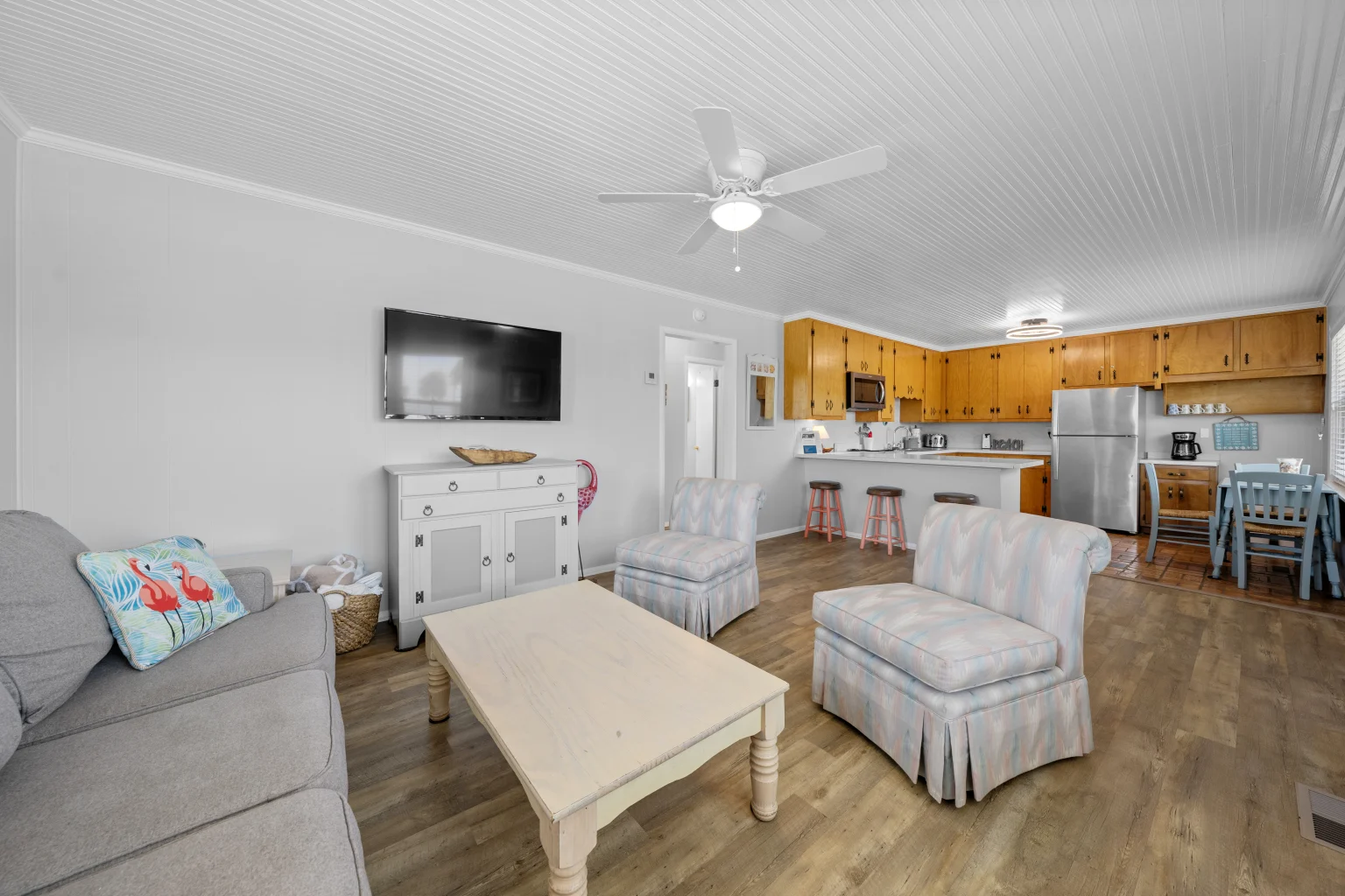 Living room open to the kitchen, Beach Cottage