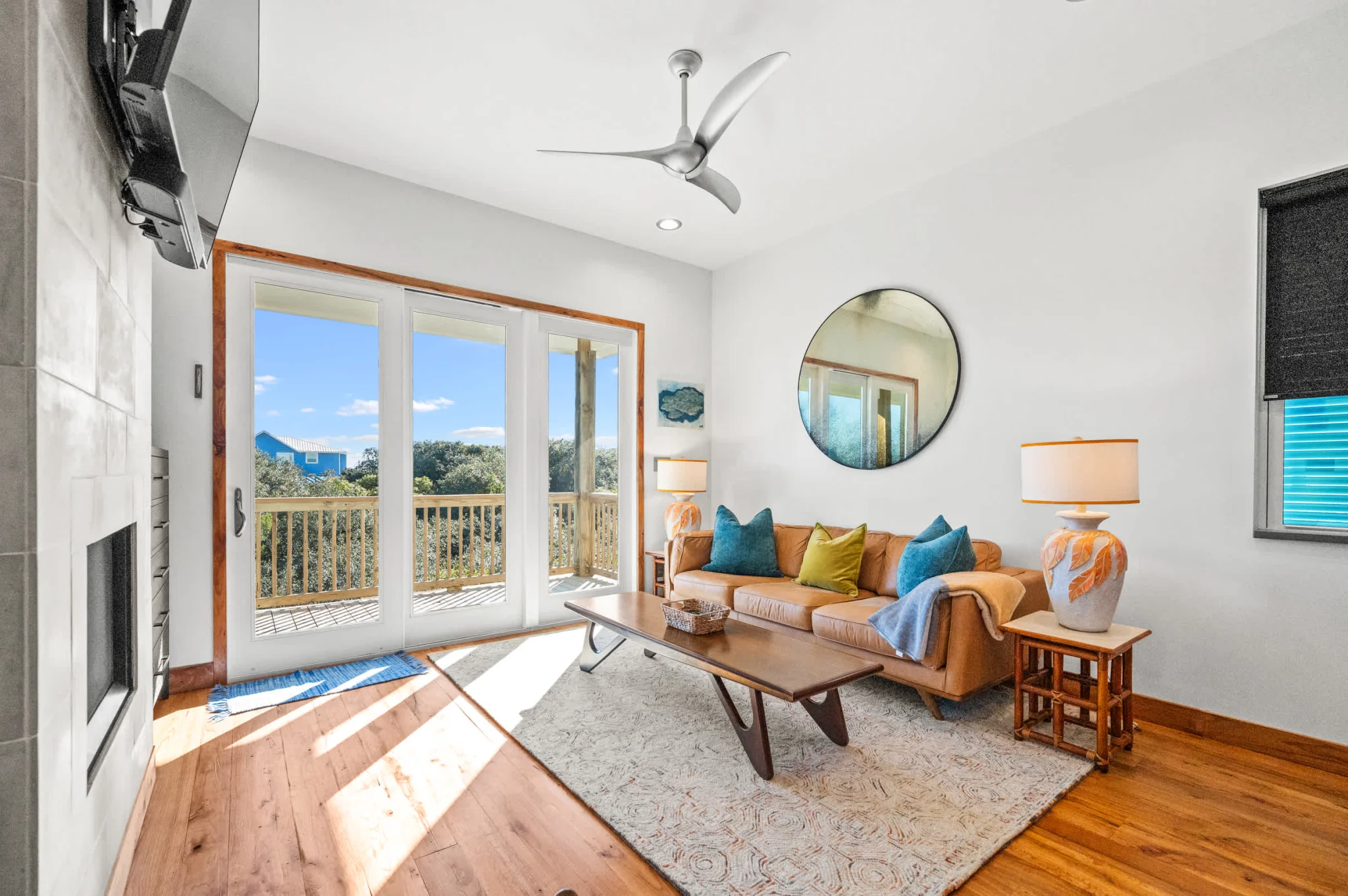 Living room with porch doors and natural light, Gulf Pearl