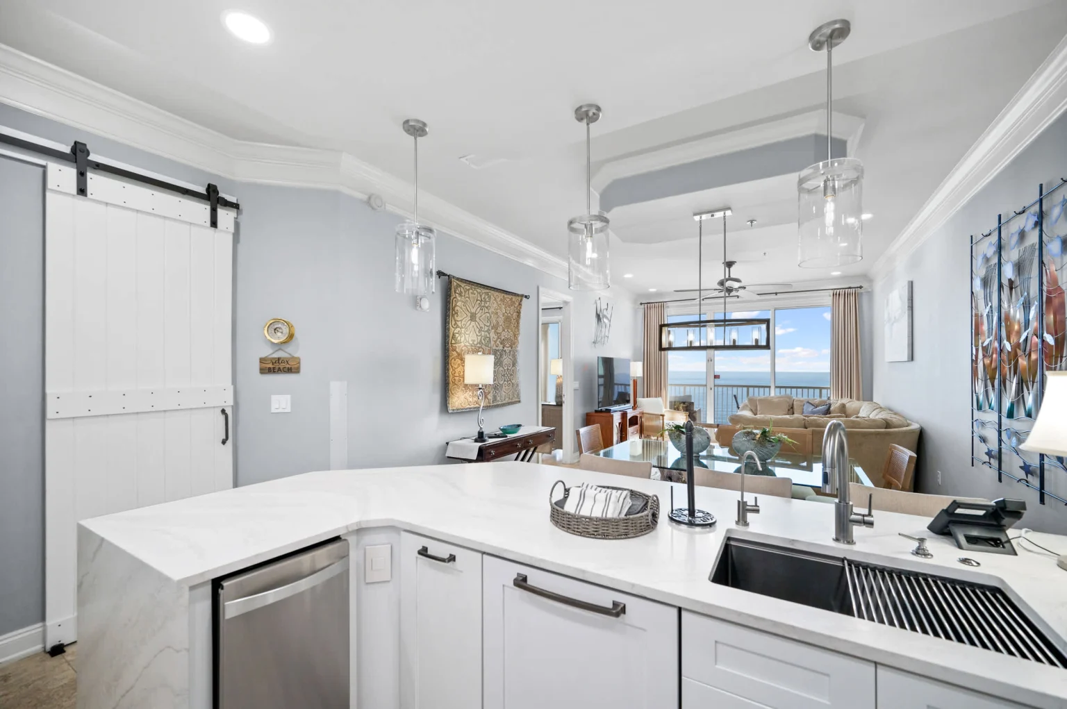 Kitchen peninsula looking out to the Gulf, High Tide Penthouse