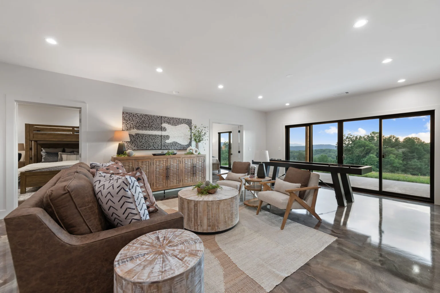 Terrace-level lounge with mountain views, Modern Overlook