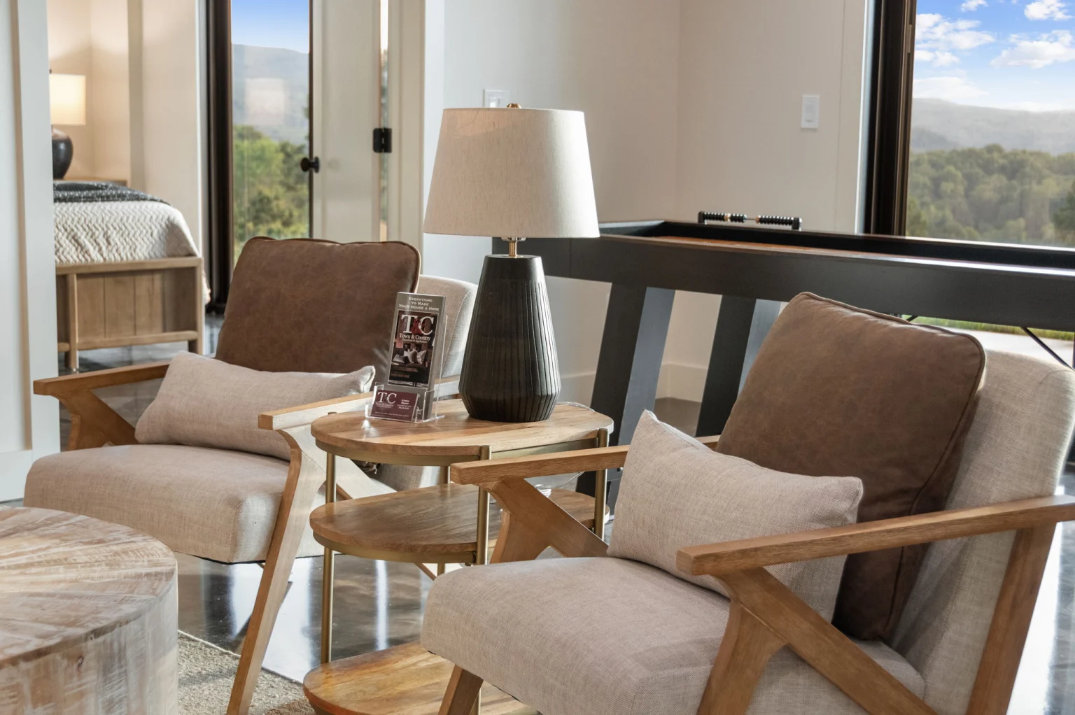 Terrace-level lounge with mountain views, Modern Overlook