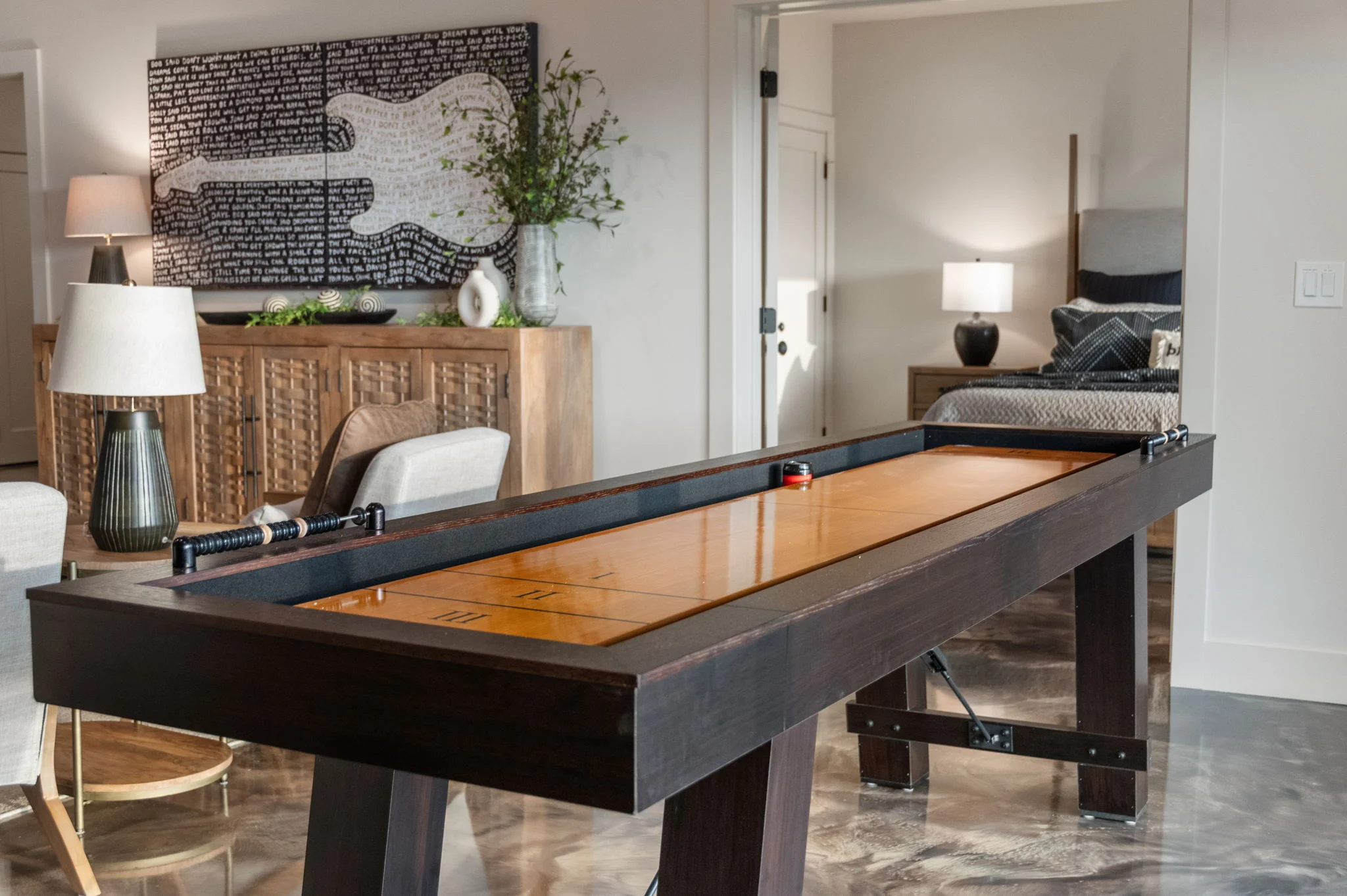 Shuffleboard in the terrace-level lounge, Modern Overlook