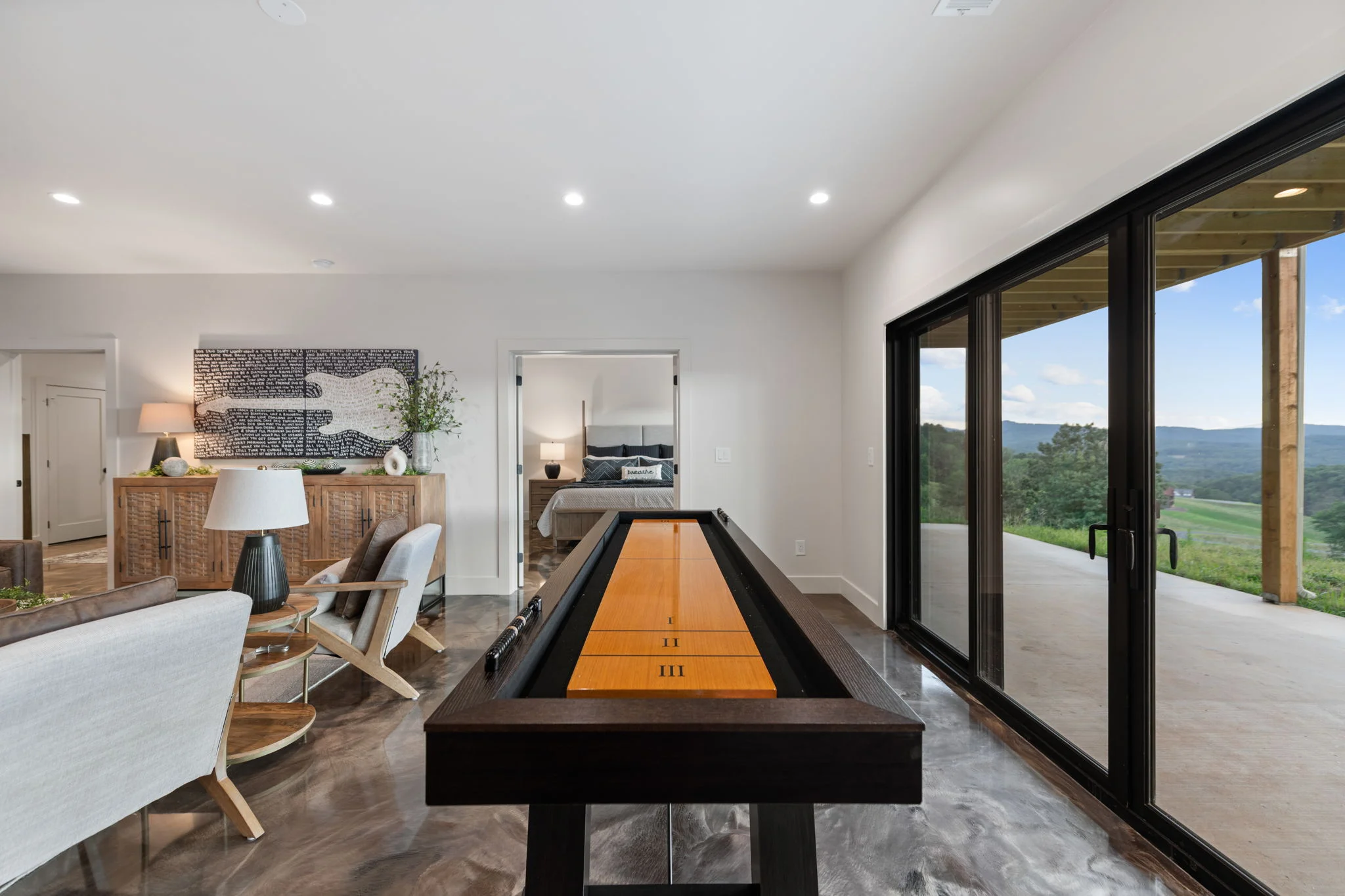 Shuffleboard in the terrace-level lounge, Modern Overlook