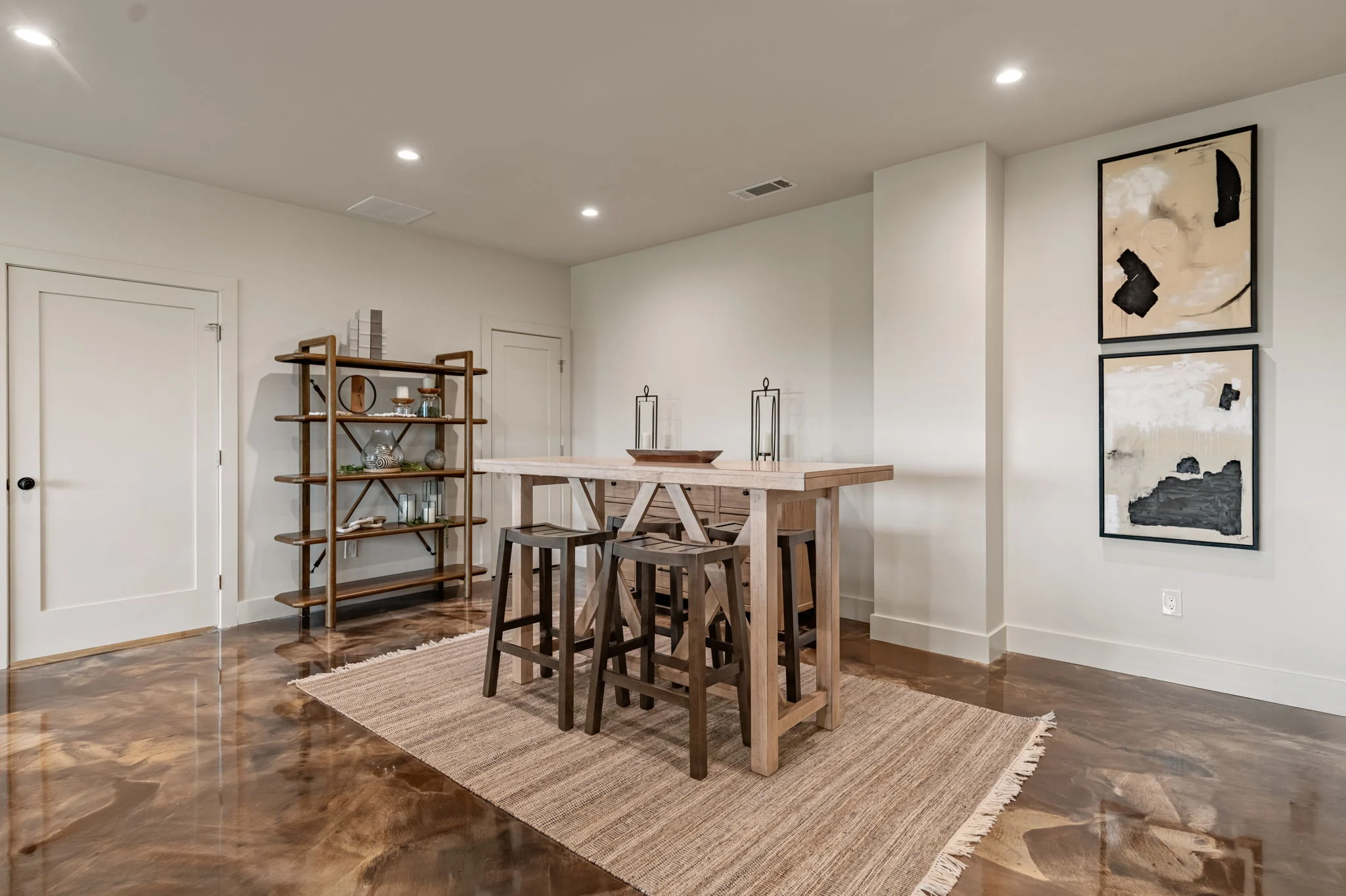 High-top game table in the terrace-level lounge, Modern Overlook