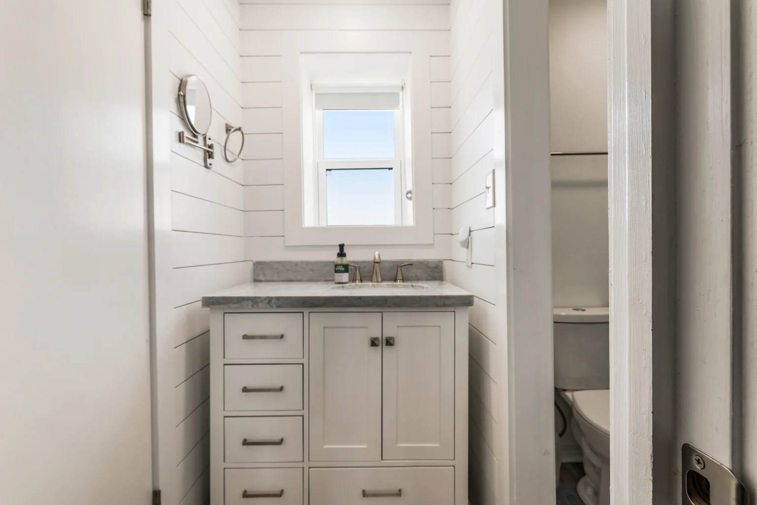 Bathroom vanity with window, Sands of Time