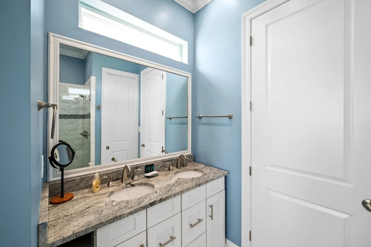 Double-sink vanity in an en-suite bathroom, Sea Bliss