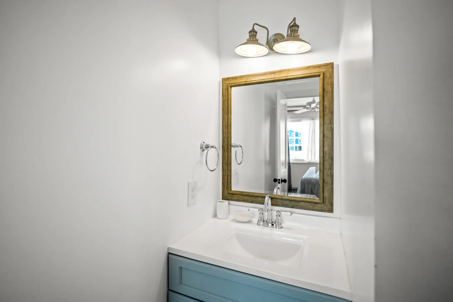 Bathroom vanity with gold mirror, Sea Forever