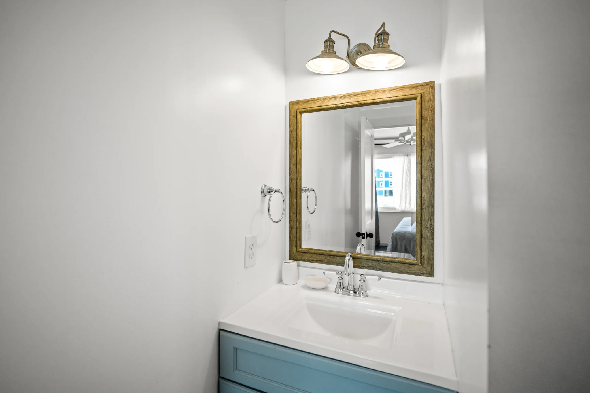 Bathroom vanity with gold mirror, Sea Forever