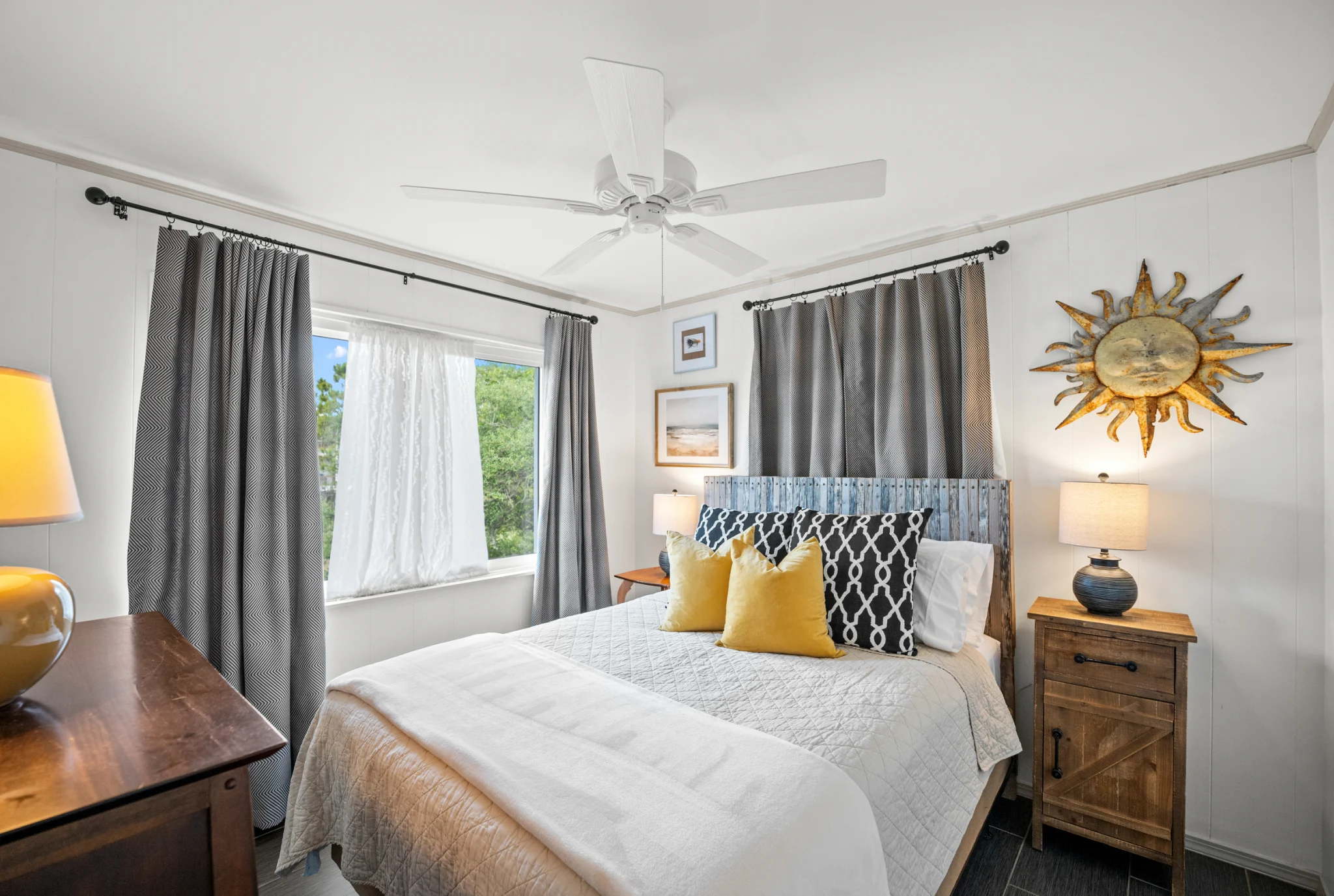 Queen bedroom with sun mirror, Sea Forever