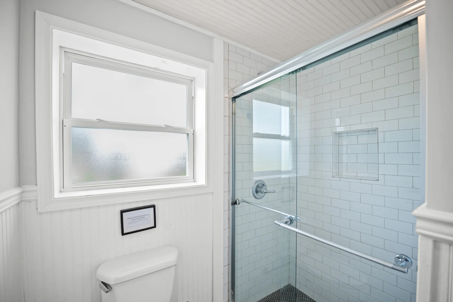 Walk-in shower with grab bar, Sea Forever