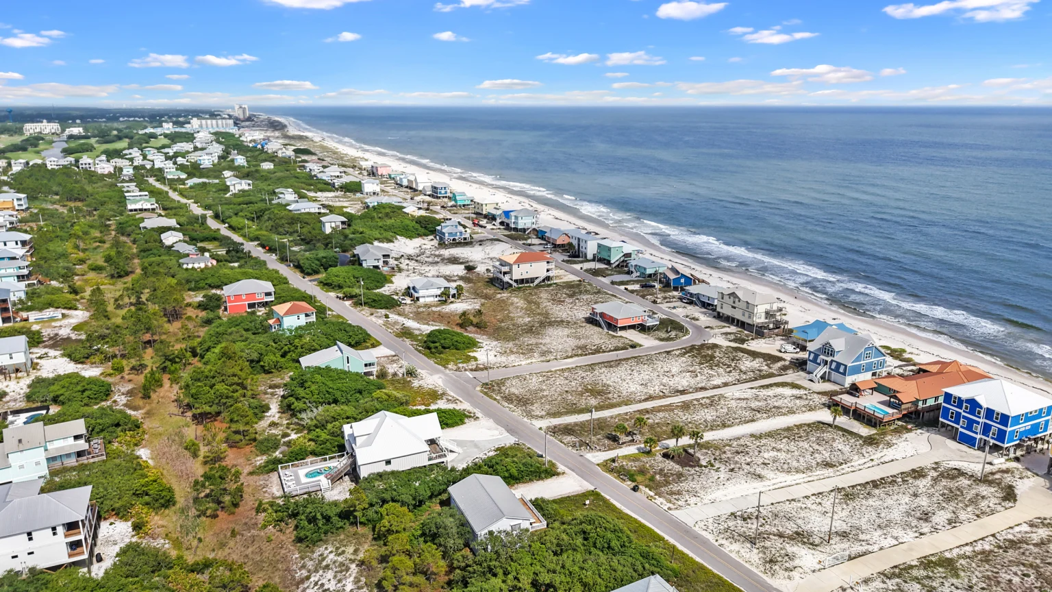 Fort Morgan shoreline from the air, Sea Forever