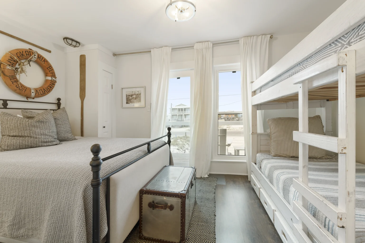 Bedroom with queen bed and built-in bunks, SouthWind West