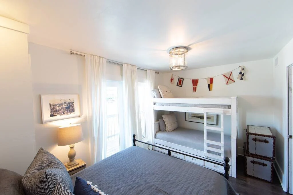 Bedroom with queen bed and built-in twin bunk, SouthWind West