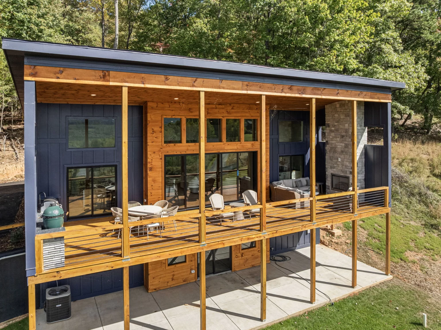 Covered deck with outdoor dining and the grill, View Finder II