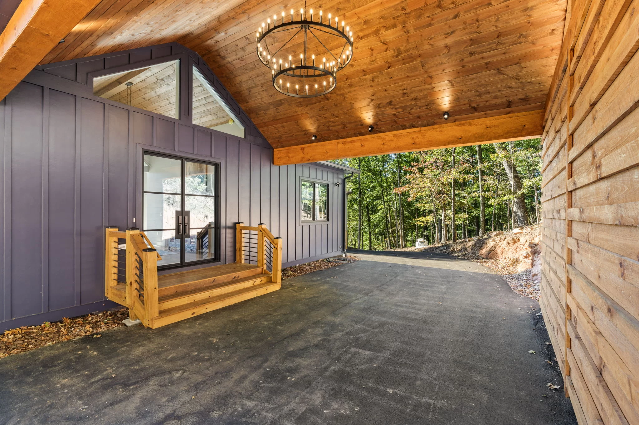 Covered entry with a lantern chandelier, View Finder II