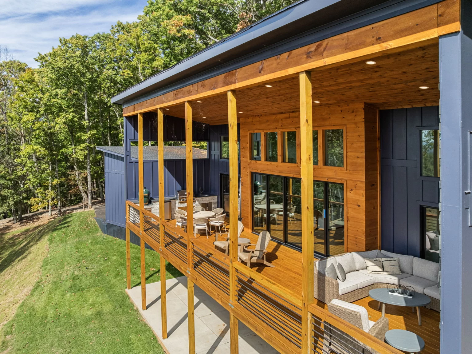 Covered deck with outdoor lounge seating, from above, View Finder II