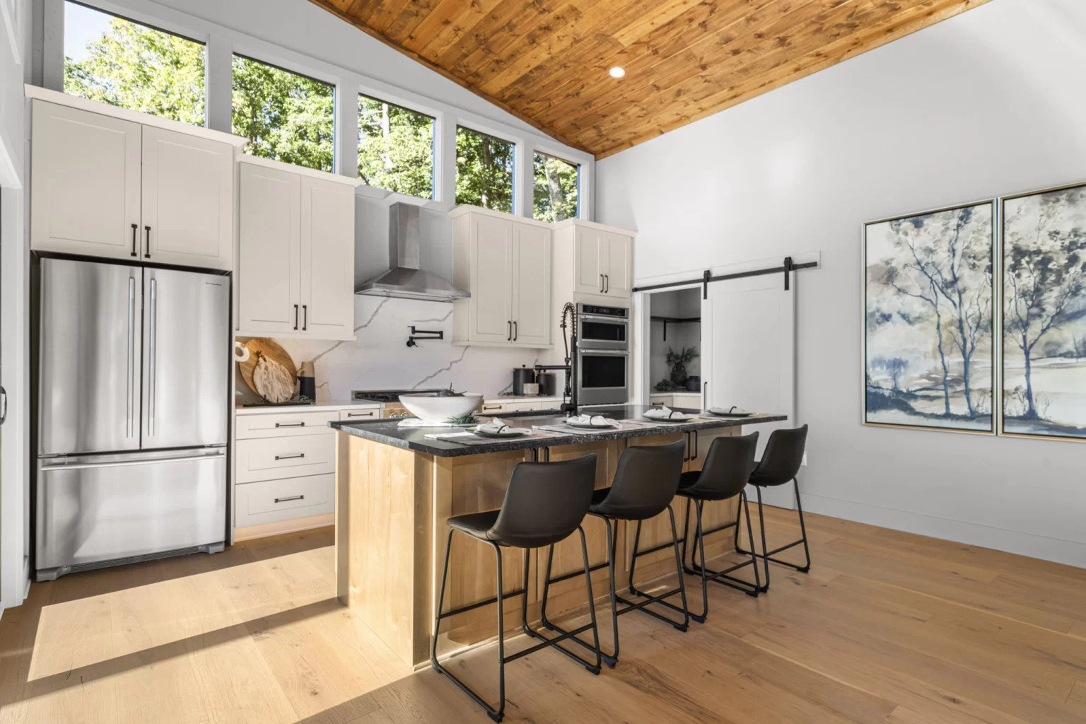 Kitchen island, refrigerator and wall ovens, View Finder II