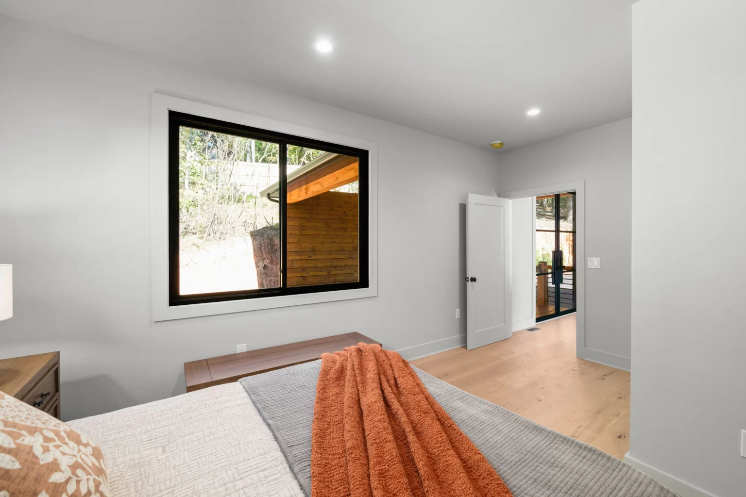 Bedroom with a window to the woods, View Finder II